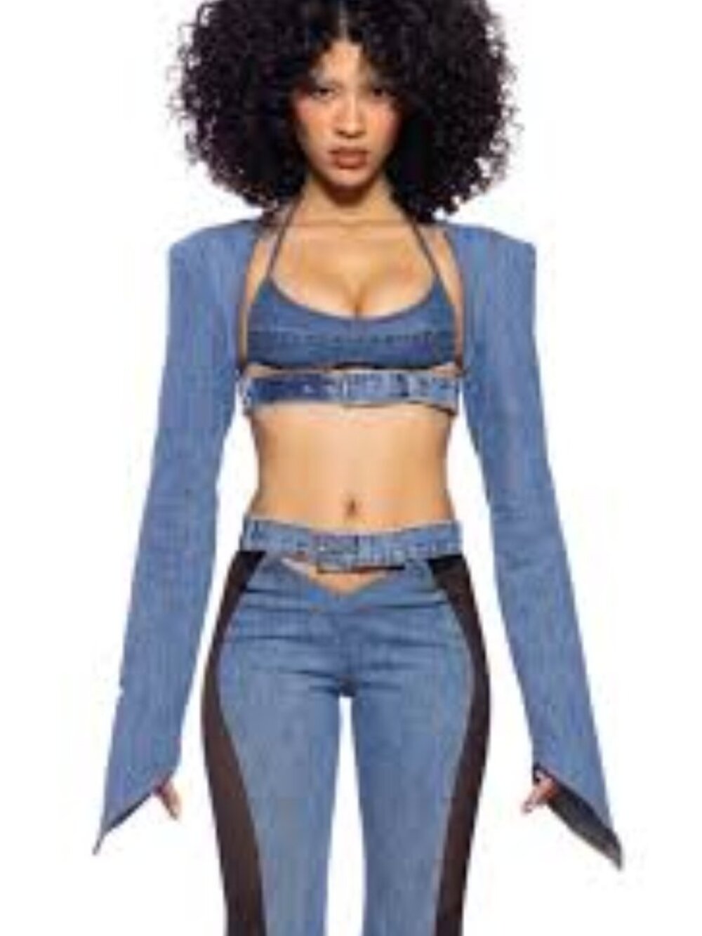 Sami Miro Vintage Belted Bolero Vintage Blue Denim, Size XS, NWT